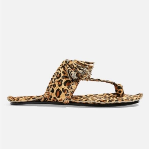 NWT Topshop animal print fleur fringe sandals - Picture 3 of 10